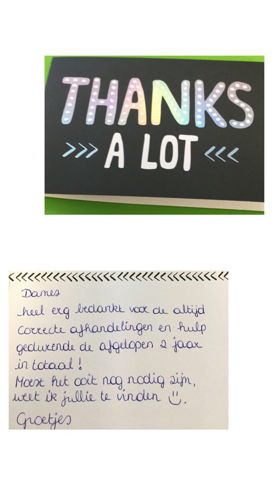 Bedankkaartje van S.
